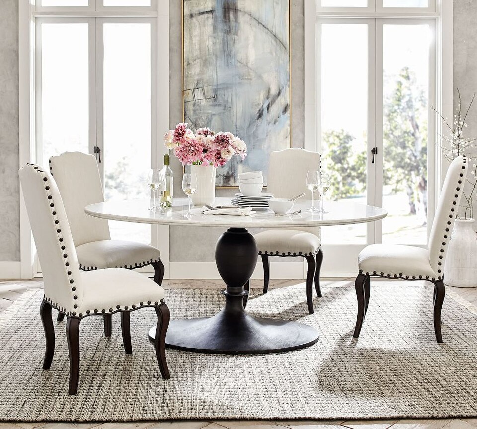 Chapman Oval Marble Pedestal Dining Table Pottery Barn Australia
